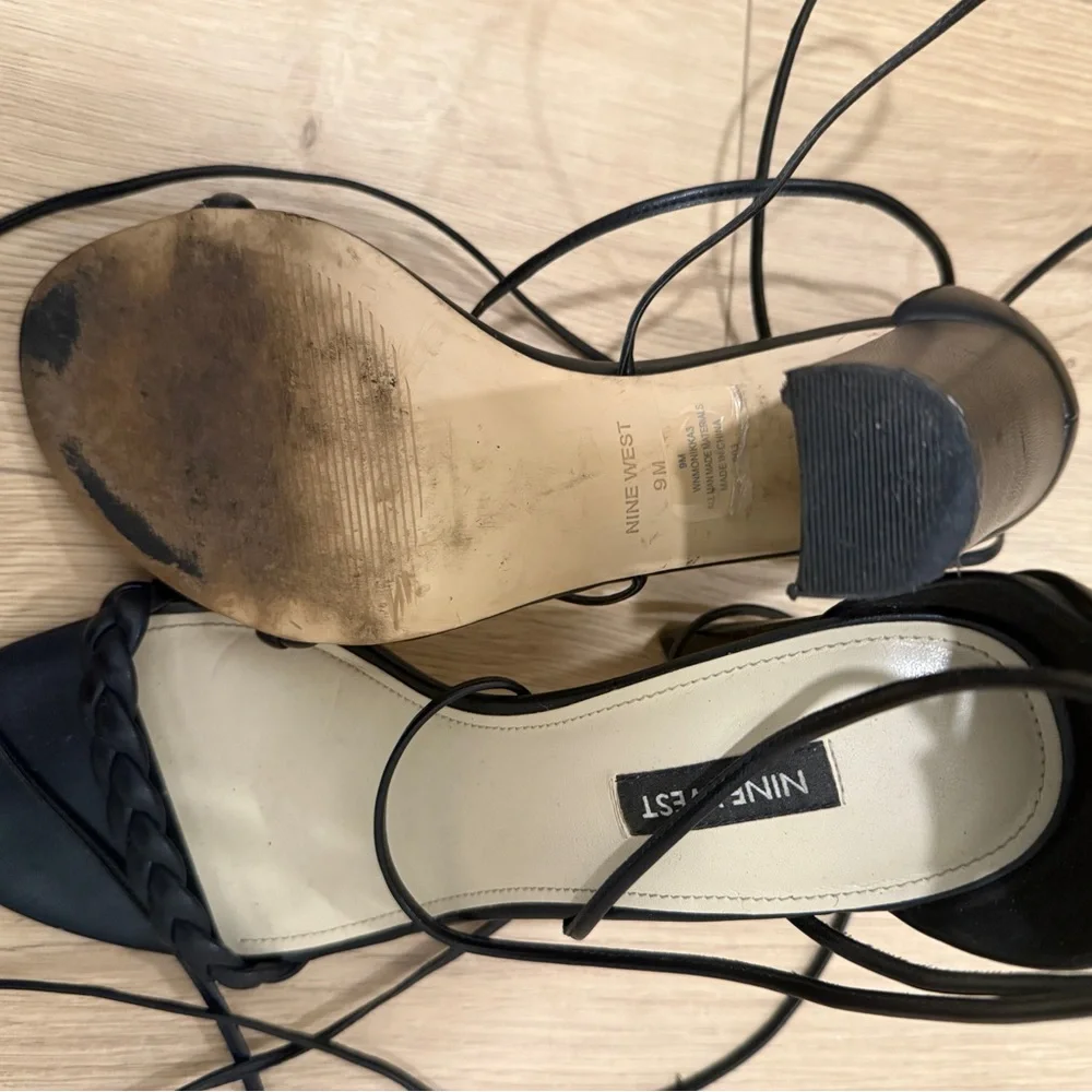 Nine West Monikka Ankle Wrap Heeled Sandals Size 9